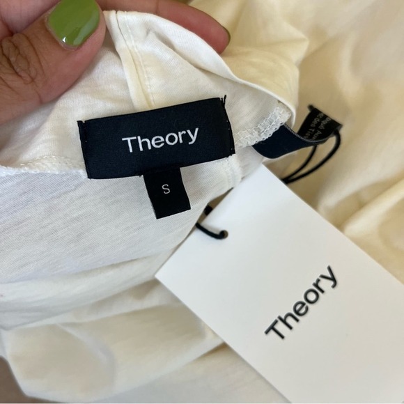 Theory Ivory Basic Cashmere blend Mock Neck Turtle Neck T-Shirt - Picture 6 of 8
